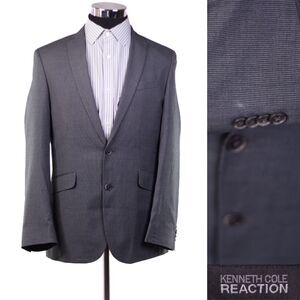 Kenneth Cole Men Reaction Two Button Striped Gray Men's Blazer Sportcoat 38R